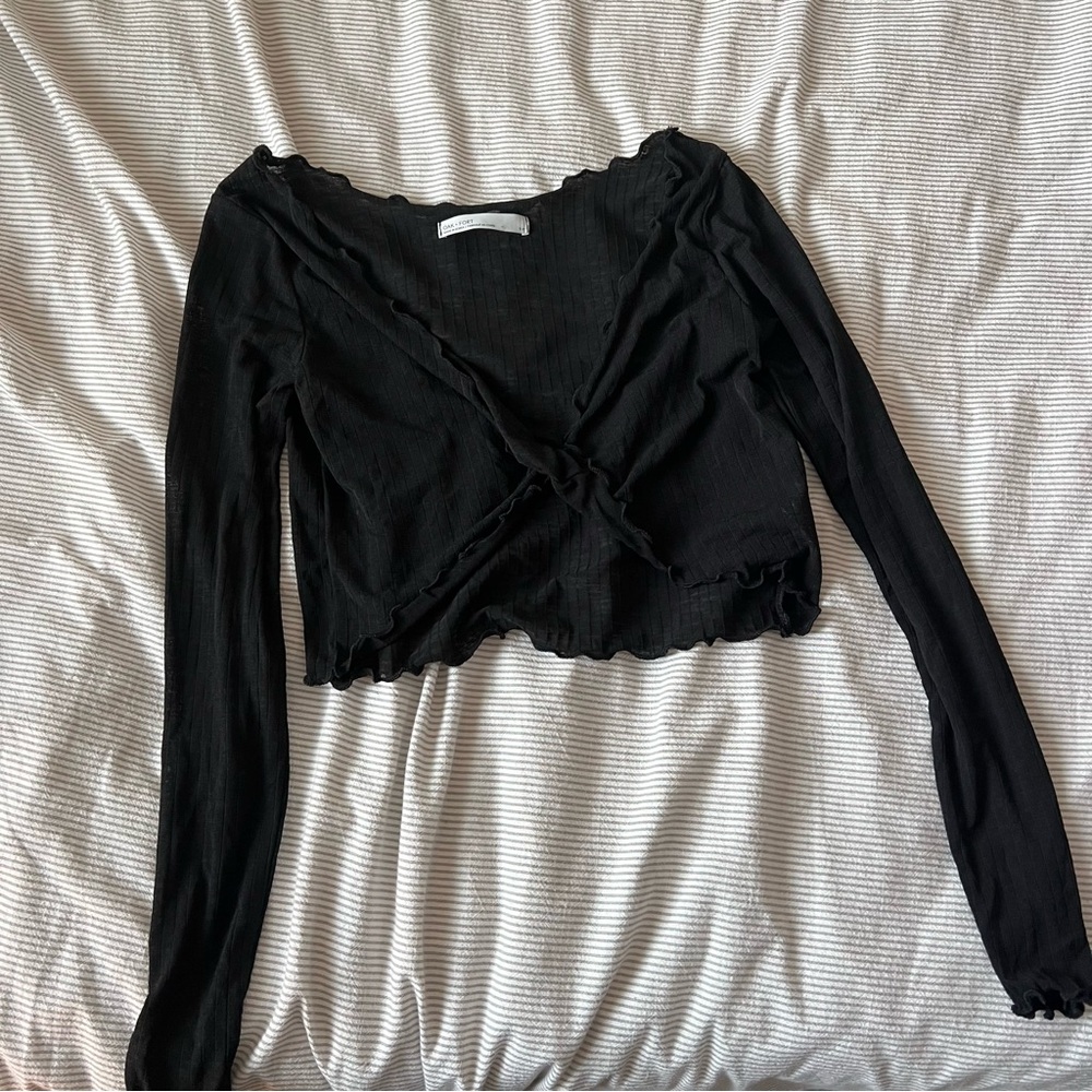 OAK + FORT Black Crop Top